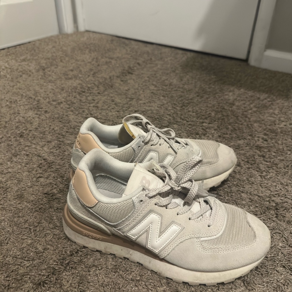 New Balance Light Gray and Tan Sneakers